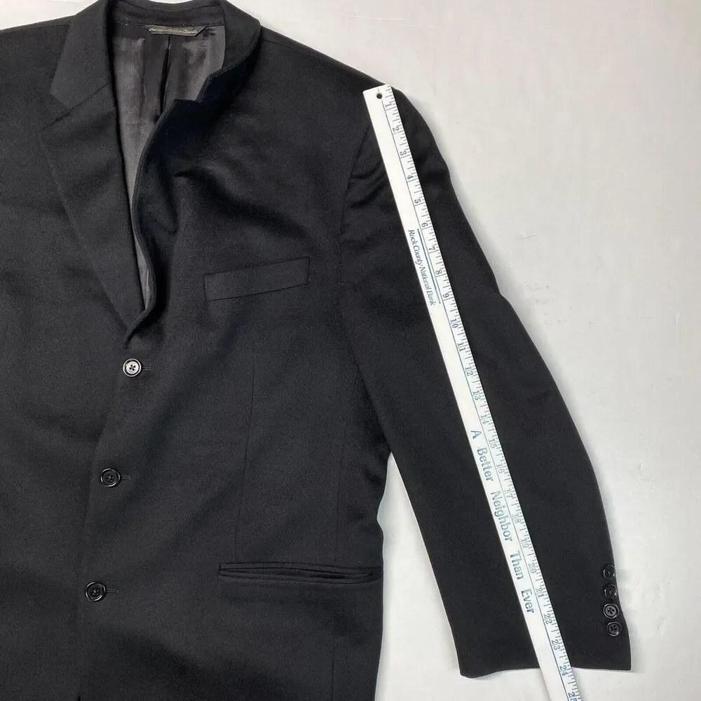 Cashmere Blazer Jack Victor Loro Piana Sport Suit Coat Mens 44 Black Lined EUC